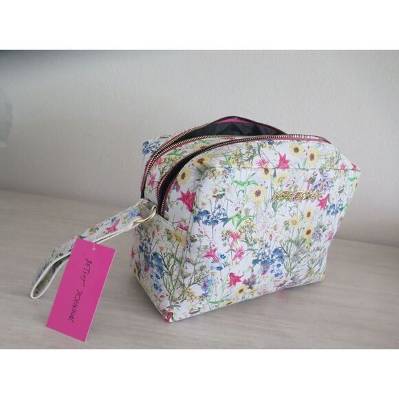 Betsey Johnson CBJ-1084 Women's White/Multi Floral Weekender Cosmetic Case $68 - Picture 10 of 12